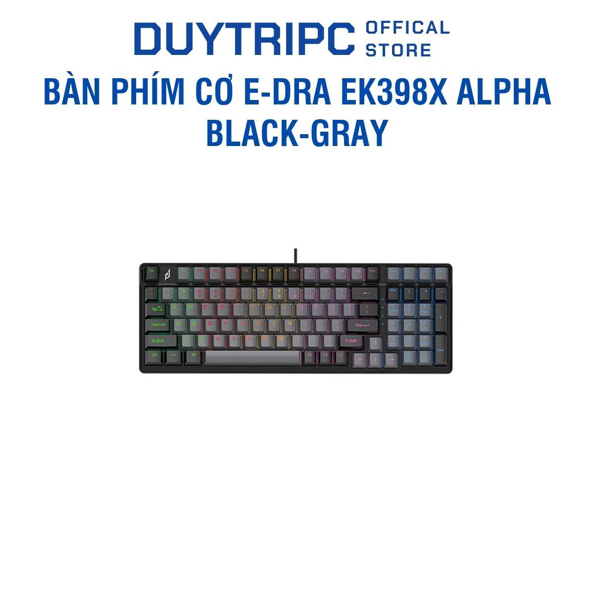 Bàn phím cơ E-Dra EK398X Alpha Black-Gray FV | Layout 98 phím, Switch E-Dra bền bỉ